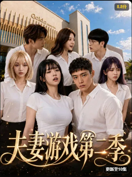 古装短剧海报，两位古装女子在铜镜前梳妆